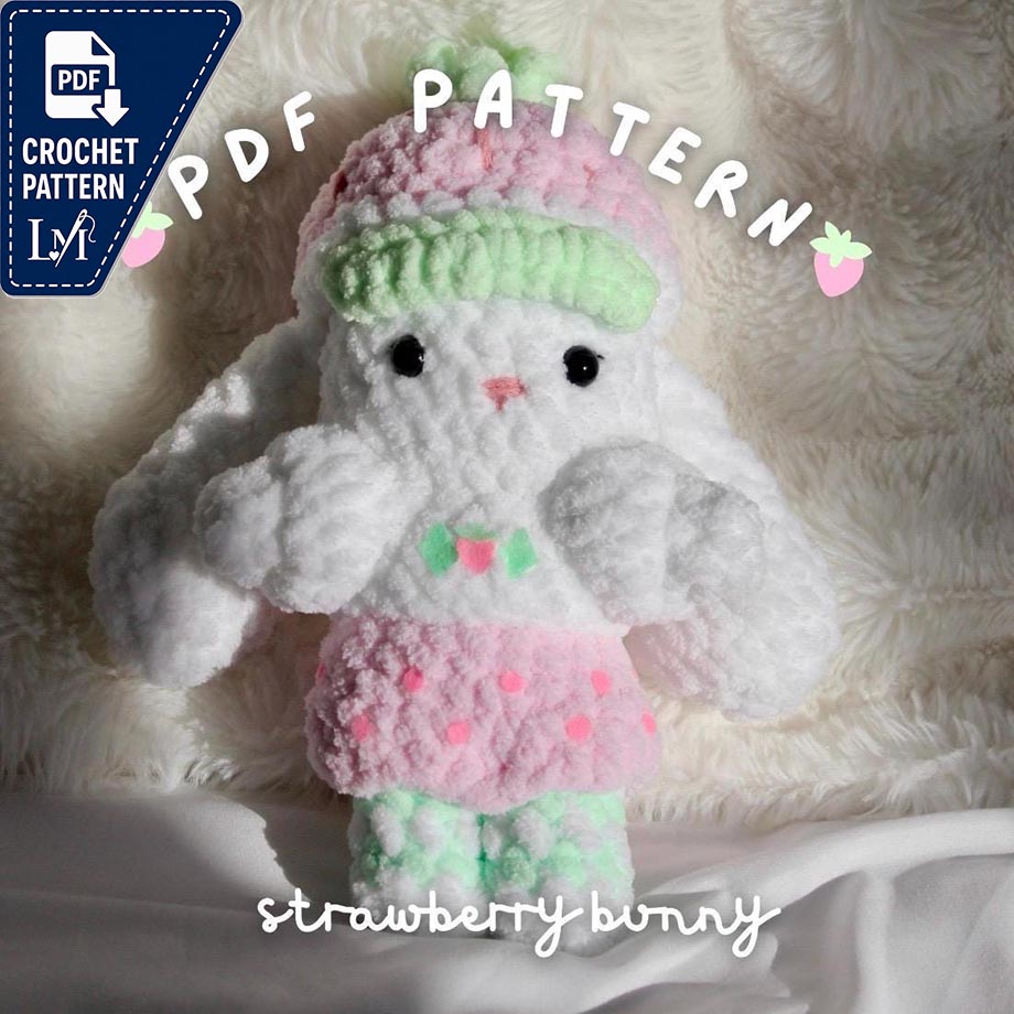 Strawberry Bunny Crochet PDF Pattern | Shortcake Bunny Amigurumi Plush